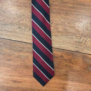 Paul Stuart New York Red and Black Stripe Silk Repp Tie (3.35") (Free tie-clip)